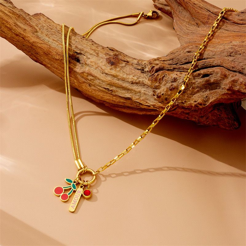 Amour Cherry Charm Necklace - Image 3