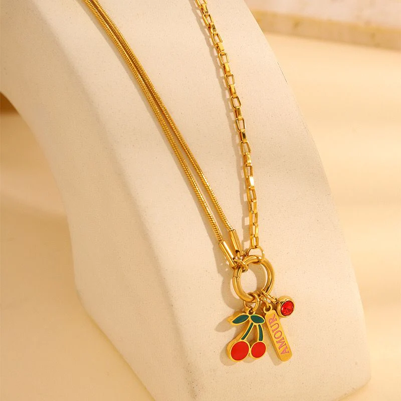 Amour Cherry Charm Necklace - Image 7