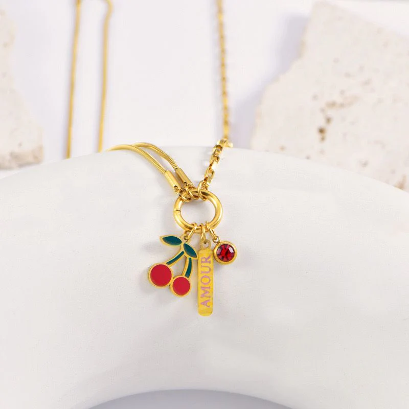 Amour Cherry Charm Necklace - Image 9