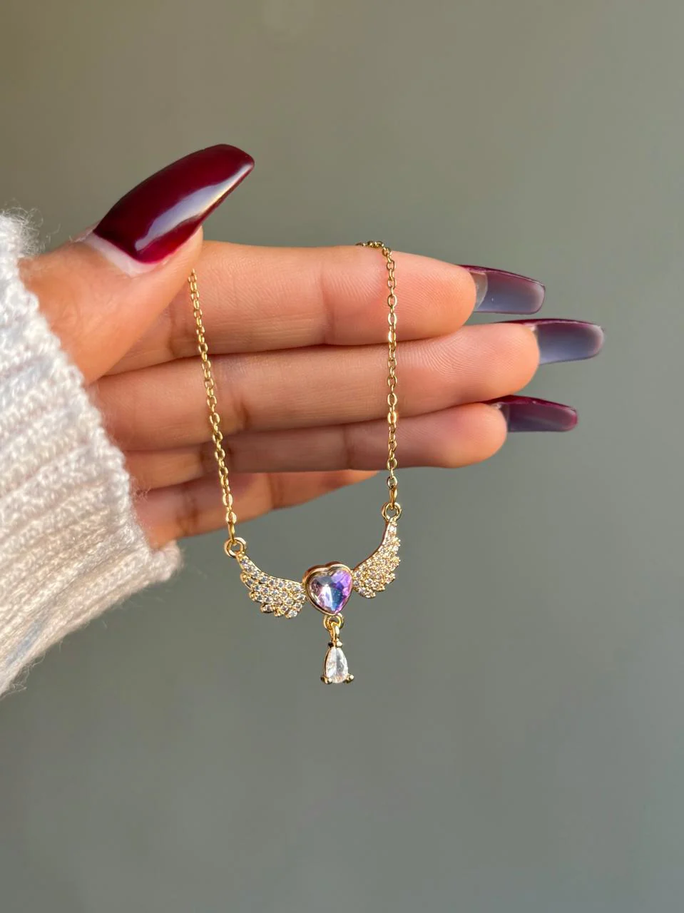 Angel Wings Necklace- purple - Image 2