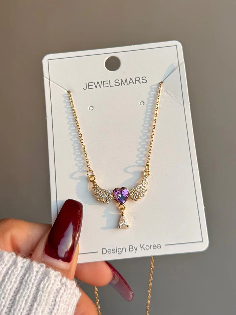 Angel Wings Necklace- purple - Image 3