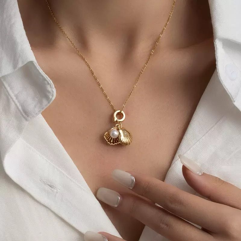 Ariel Girly Pearl Locket Necklace - Image 3
