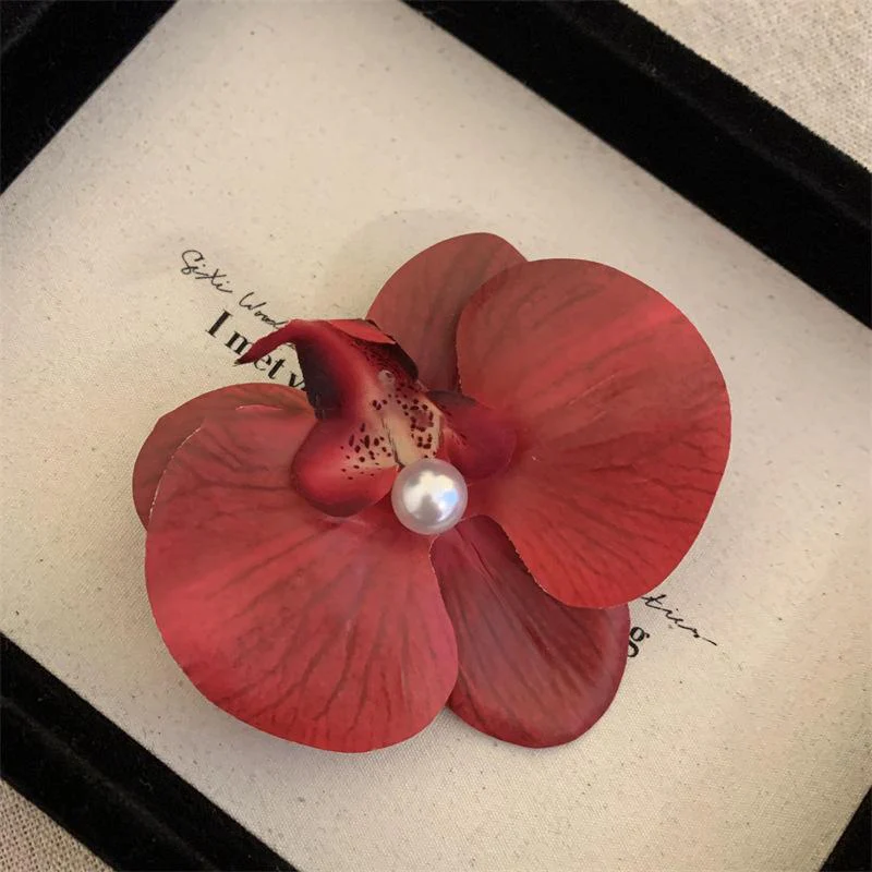 Beach hues Orchid hairpin- deep red - Image 3