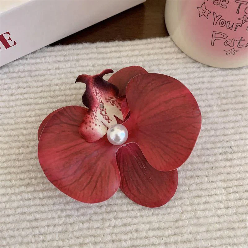 Beach hues Orchid hairpin- deep red - Image 5