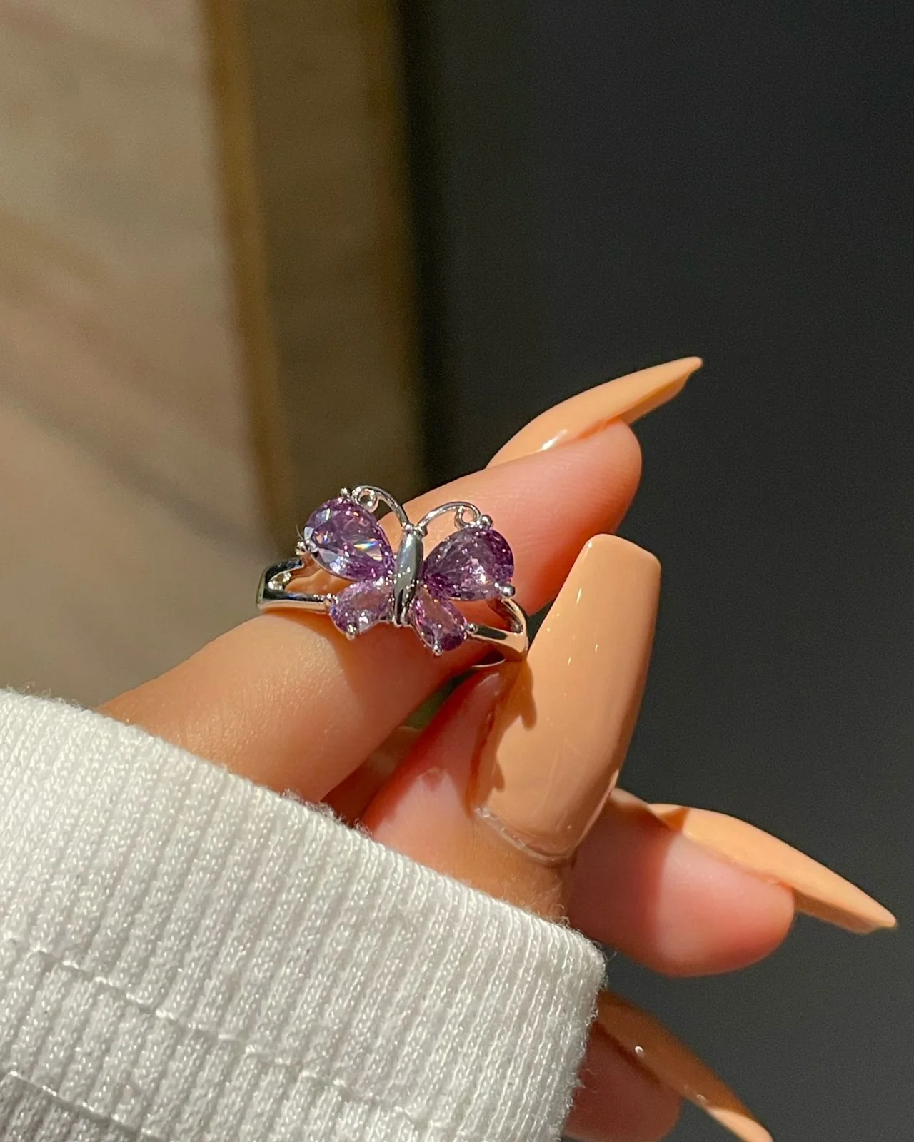 Big Butterfly Ring- purple - Image 3