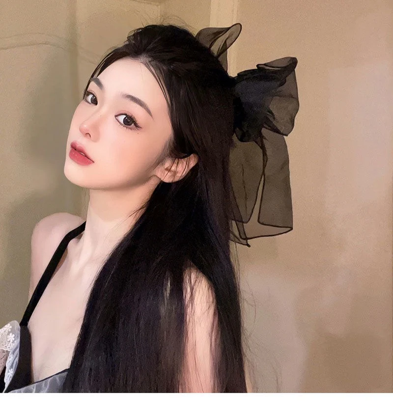 Black Angel Big Hair Bow