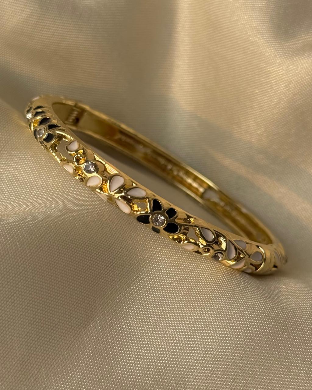Black Bloomscape Enamel Bangle - Image 2