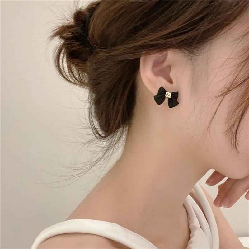 Black Bow love Earrings - Image 2