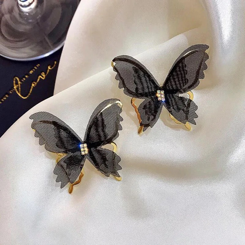 Black Fairy Butterfly Earrings - Image 3