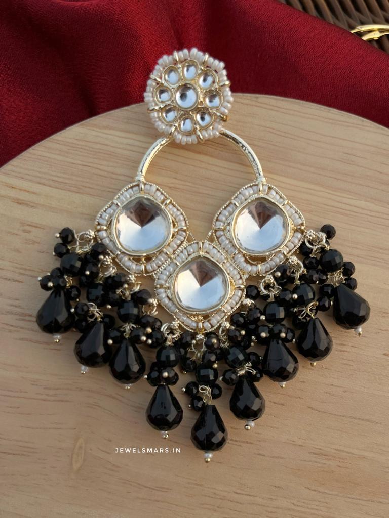 Black Manmeet Earrings - Image 2