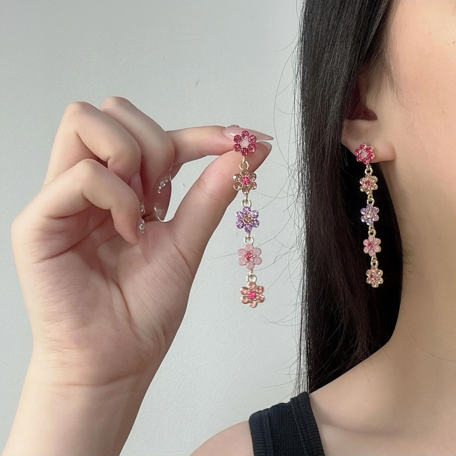 Blossom Cascade Multicolour Earrings - Image 3