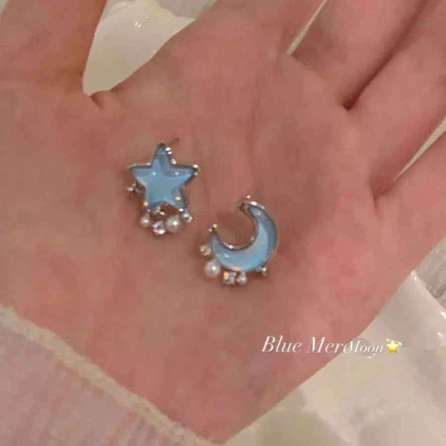Blue Moon Star Earrings - Image 2