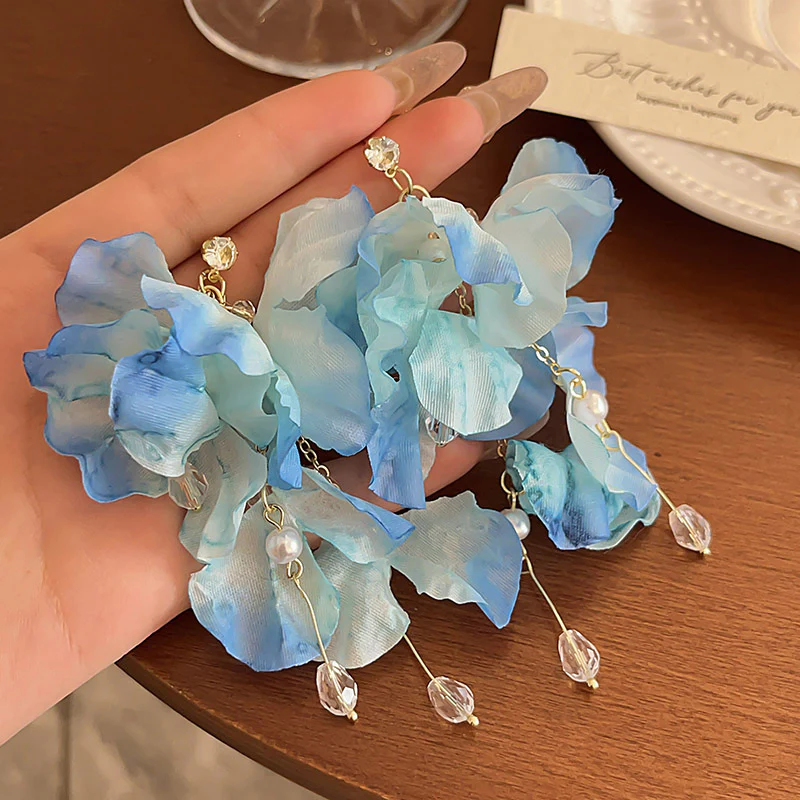 Blue Twirl Drop Earrings - Image 2