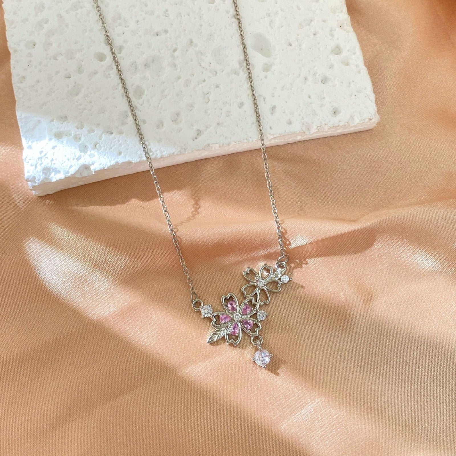 Blushing Blossom Floral Cut-out Necklace