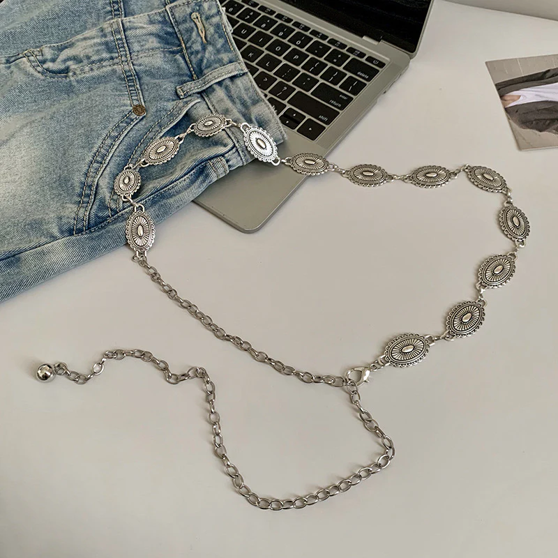 Boho Heirloom Silver Waist Chain Belt - Image 2