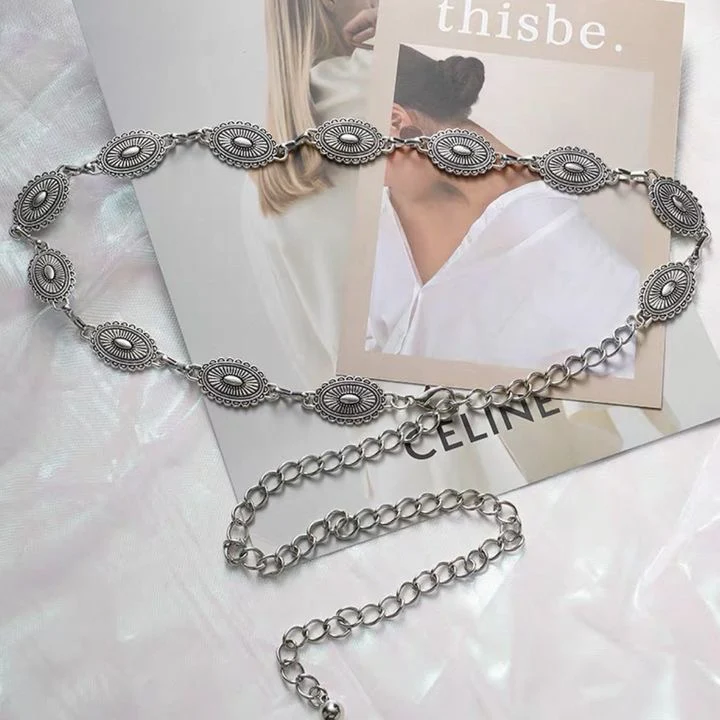 Boho Heirloom Silver Waist Chain Belt - Image 4