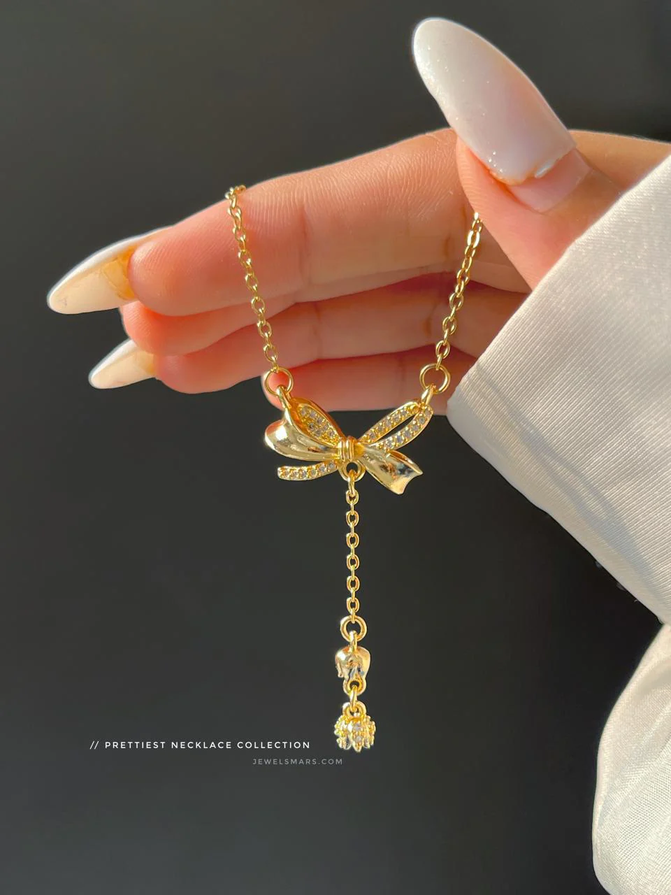 Bow Dazzle Drop Necklace - Image 2