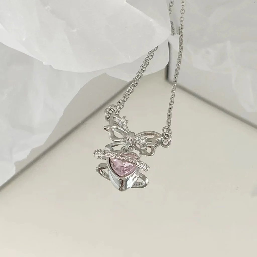 Bow Girlie Necklace- pink - Image 3
