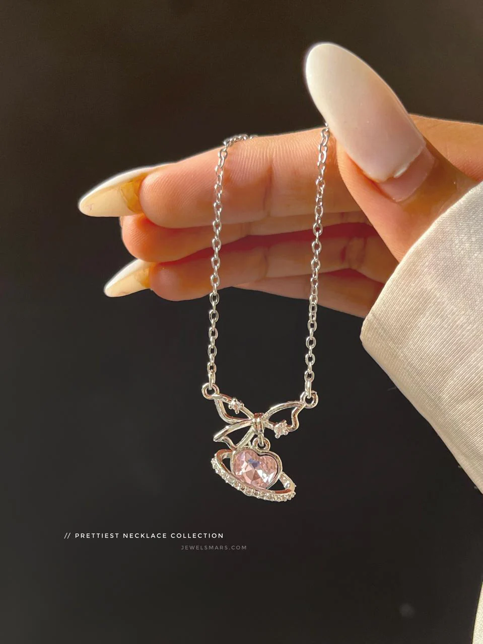 Bow Girlie Necklace- pink - Image 4