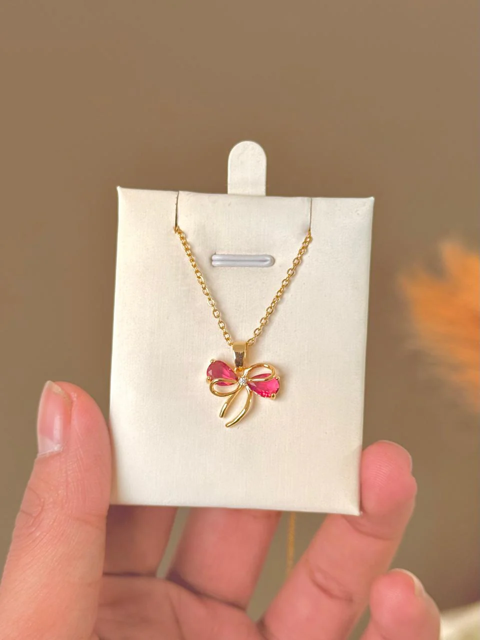 Bow Necklace- red