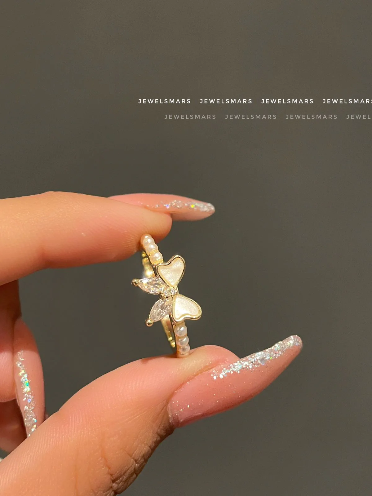 Bow! Premium Pearl & AD stones Ring - Image 2