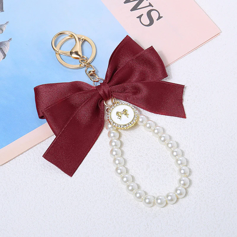 Burgundy Amour Bow Bag Charm - Image 2