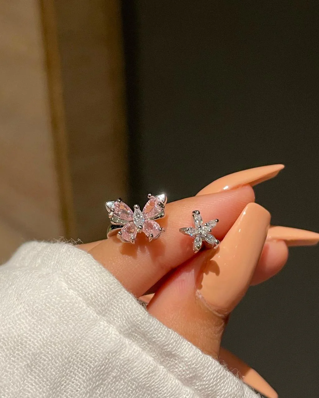 Butterfly Flower Ring- pink - Image 3