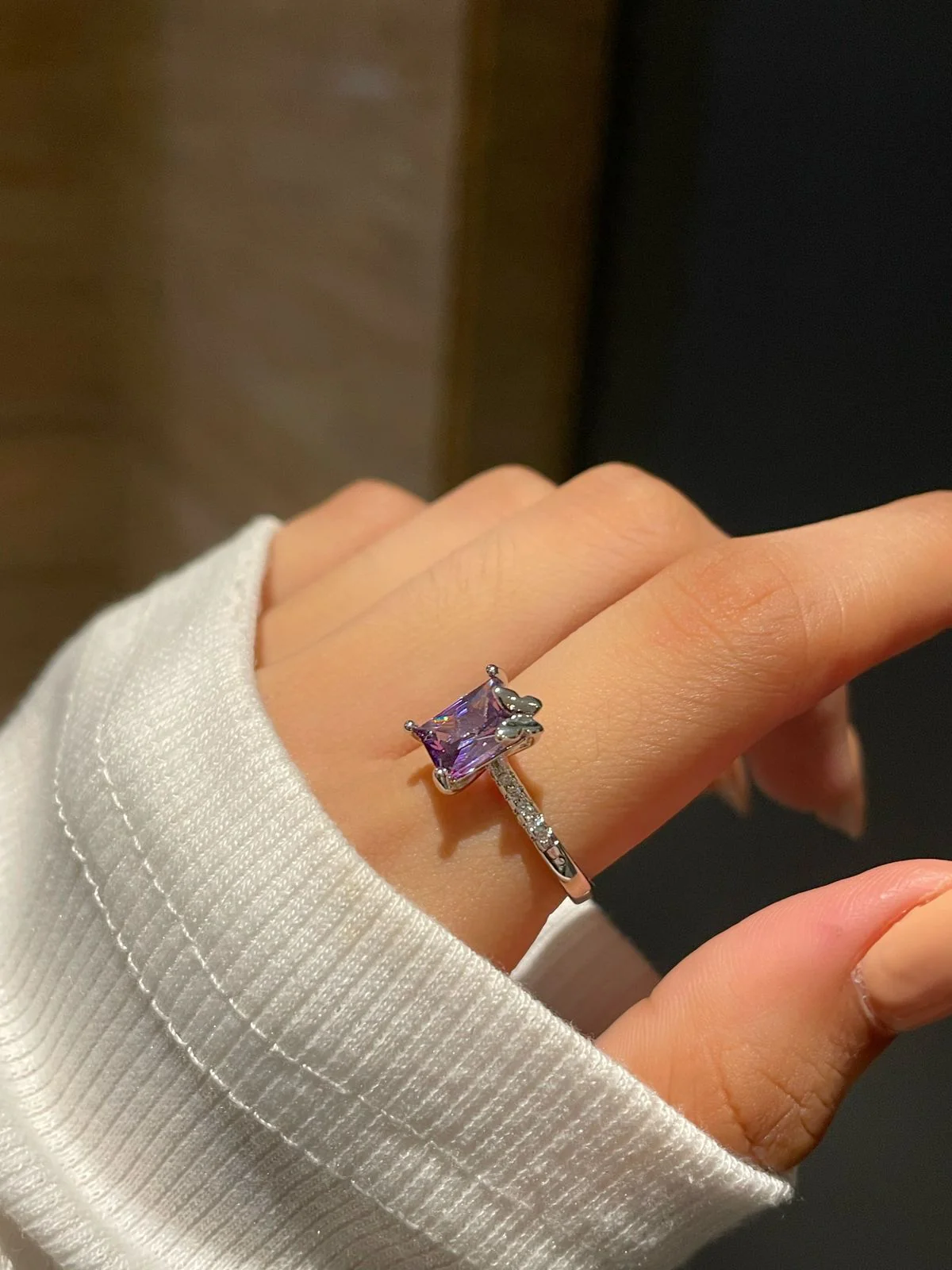 Butterfly on the Solitaire Ring- purple - Image 2