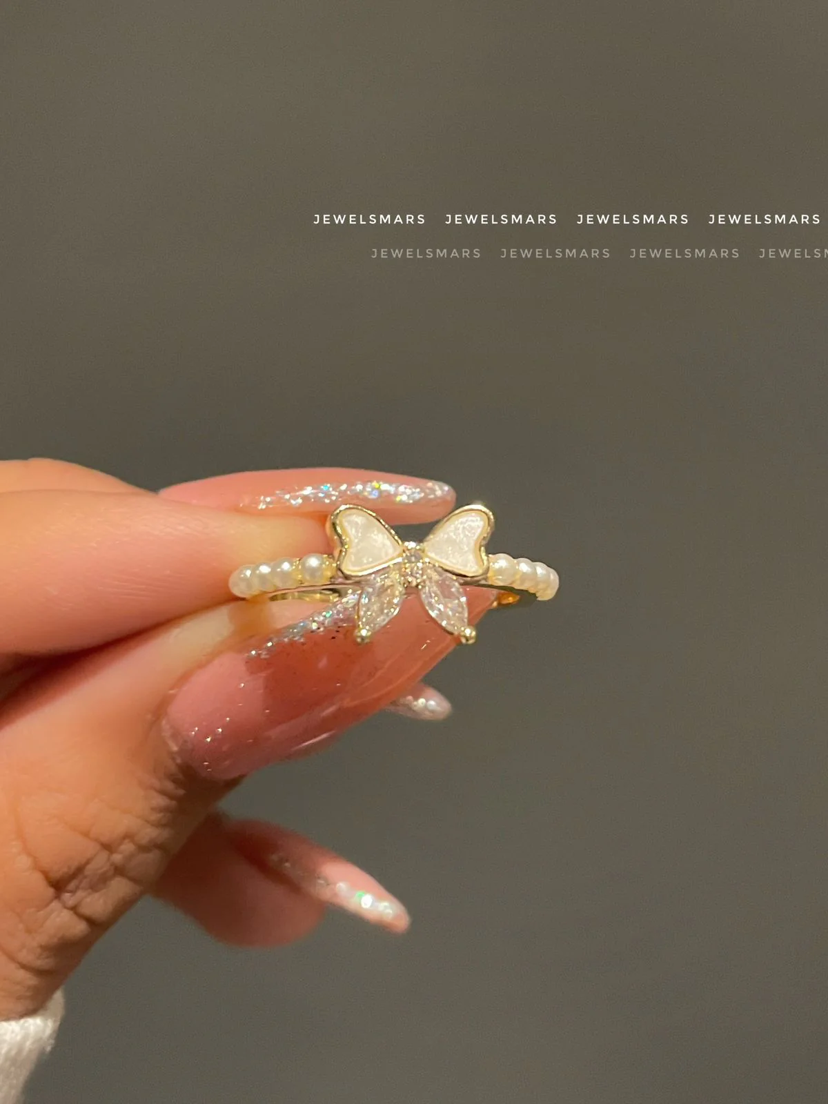 Butterfly Premium Pearl & AD stones Ring
