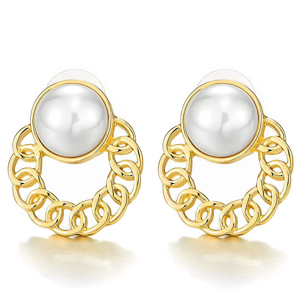 Chain Pearl Statement Earrings - Image 4