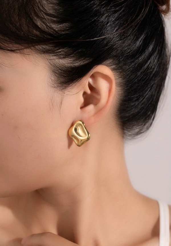 Chiseled with Perfection Gold Earrings - Image 2