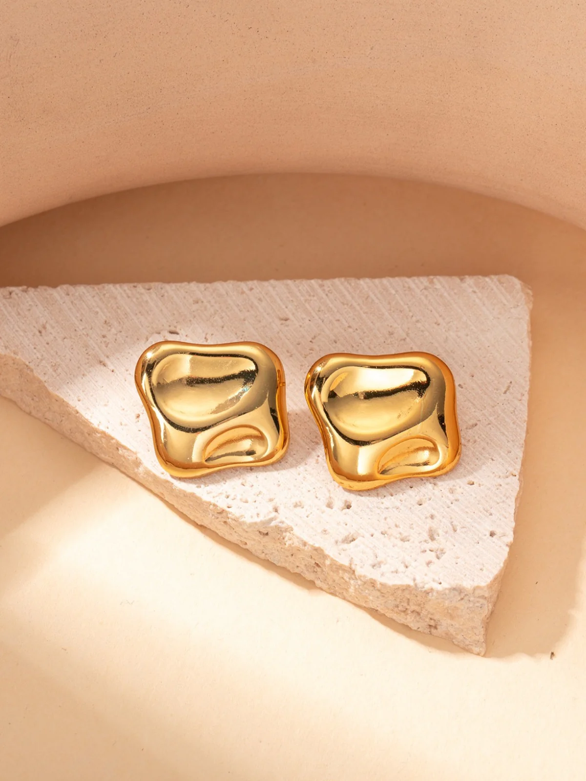 Chiseled with Perfection Gold Earrings - Image 3