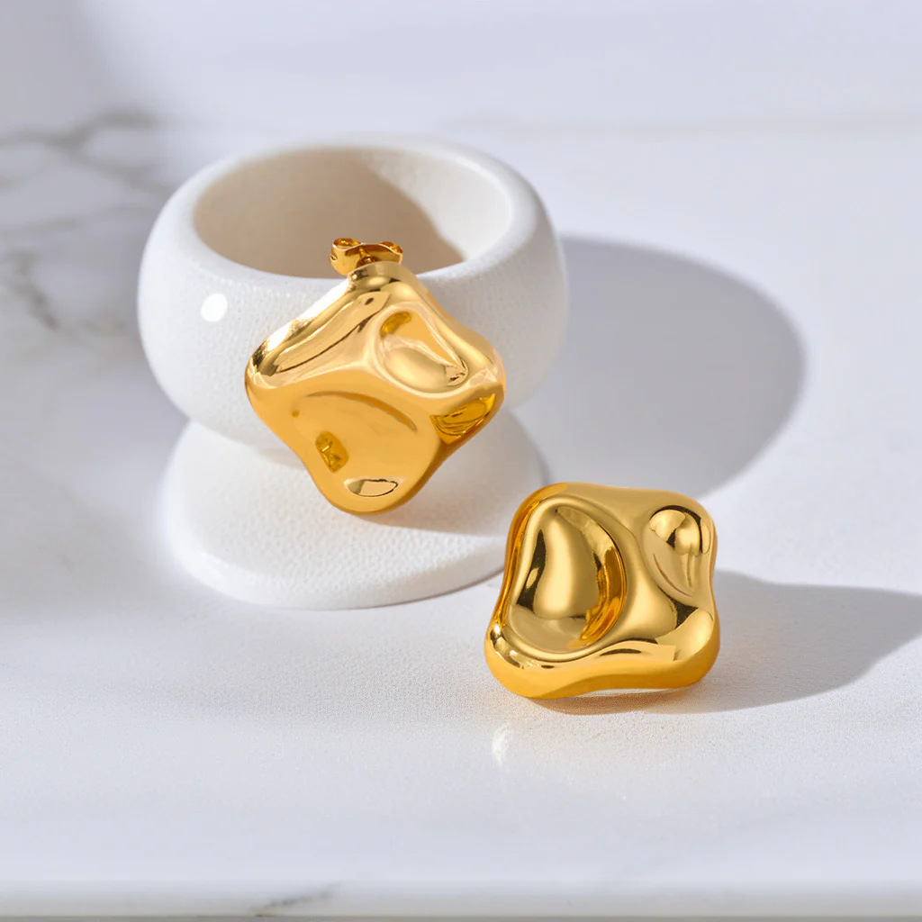 Chiseled with Perfection Gold Earrings - Image 4