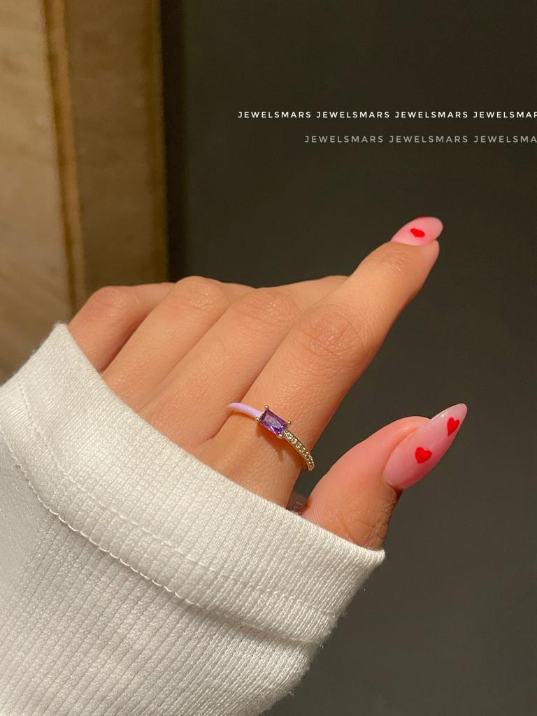 Chloe Statement Ring - purple - Image 2