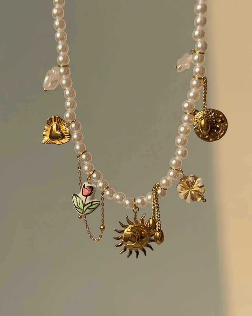 Chunky Charmstring Pearl Necklace - Image 2