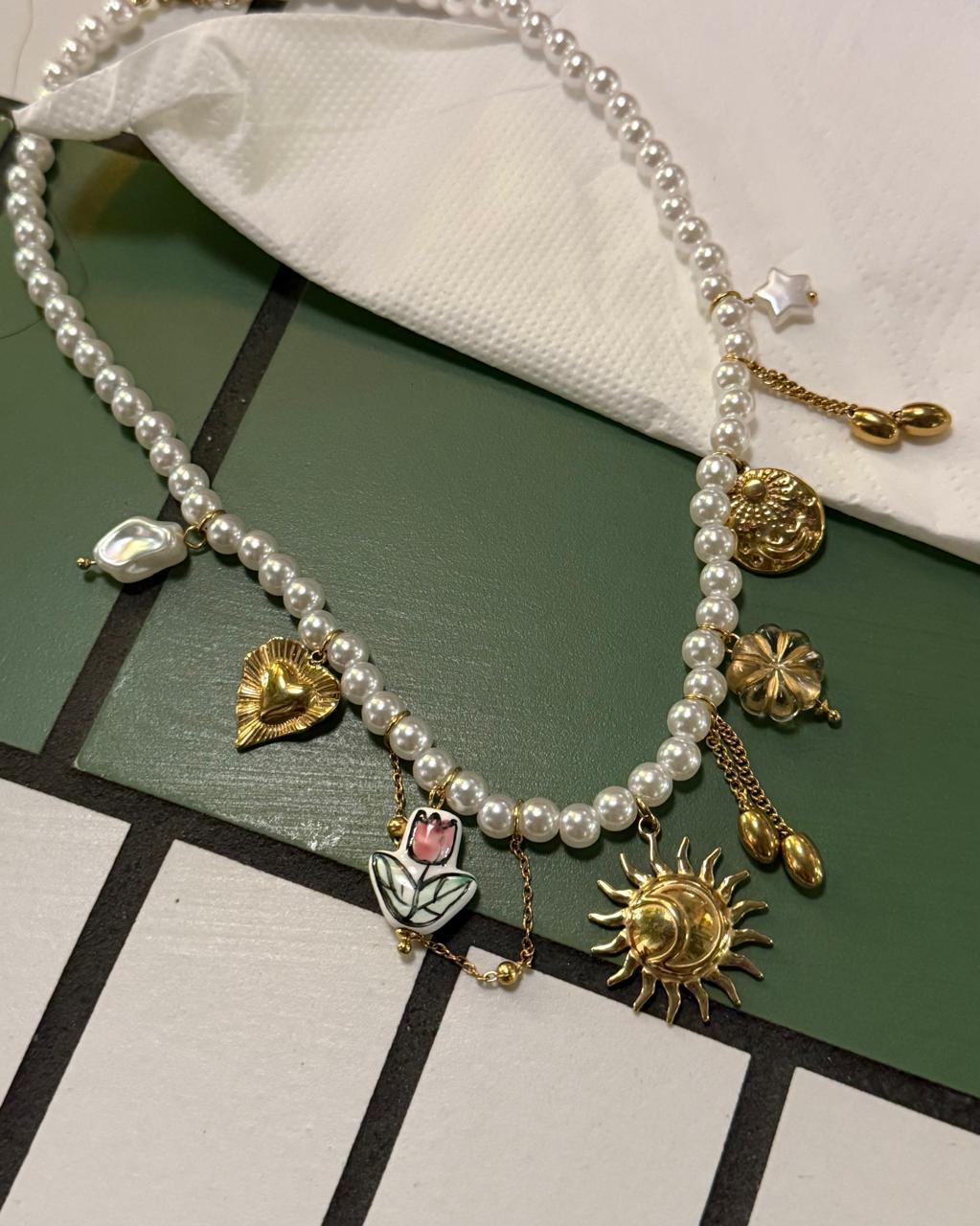 Chunky Charmstring Pearl Necklace - Image 6