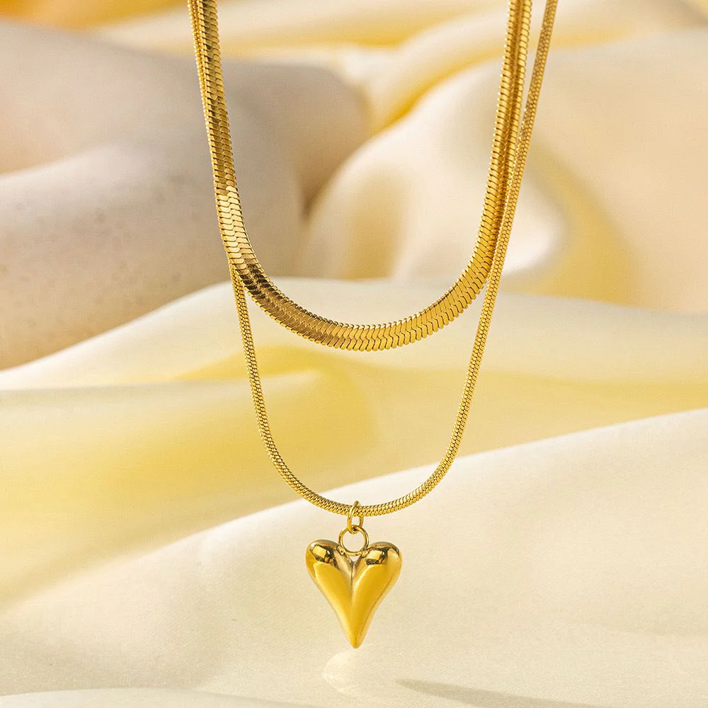 Chunky Double Layered Heart Necklace