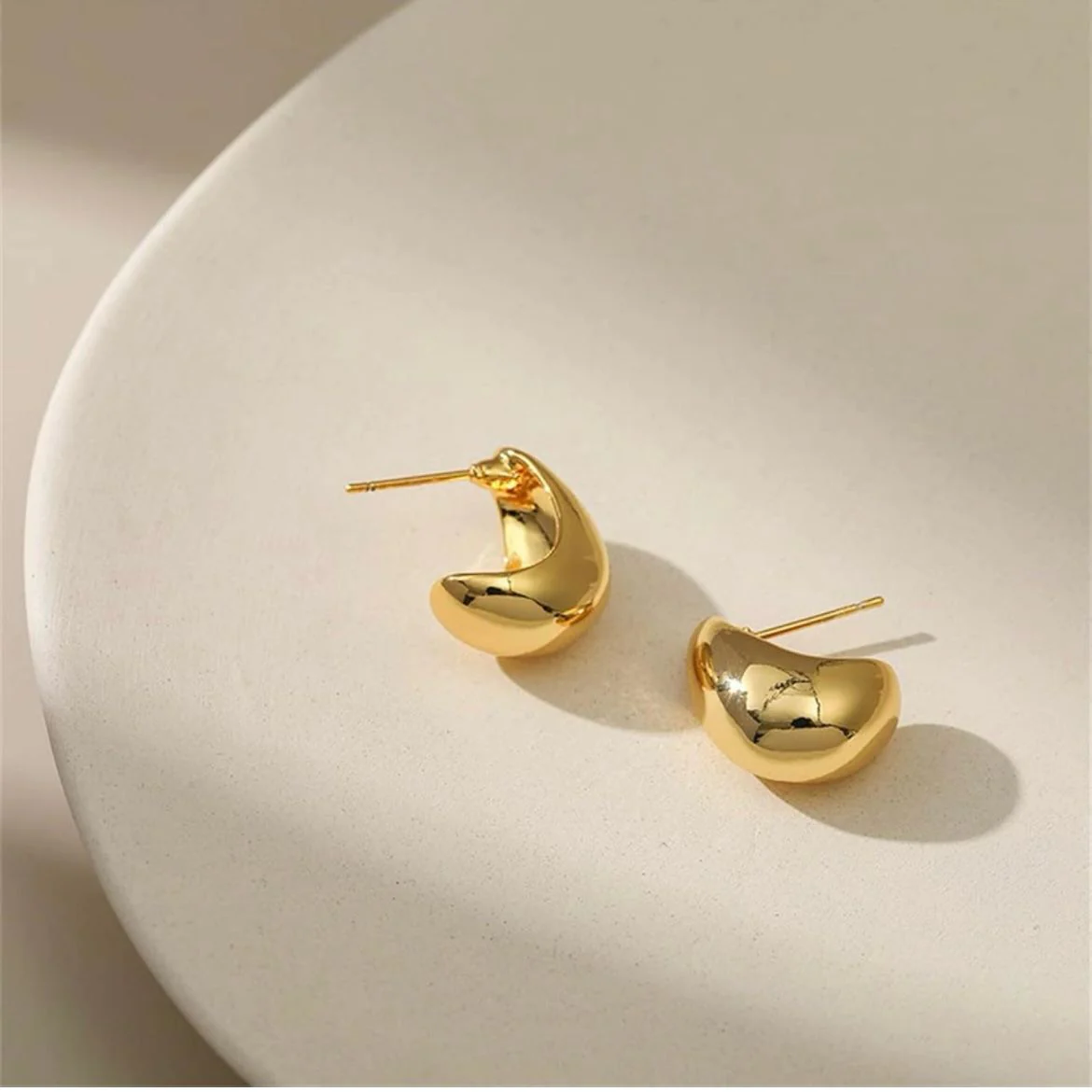 Chunky Gold Waterdrop Stud Earrings - Image 4