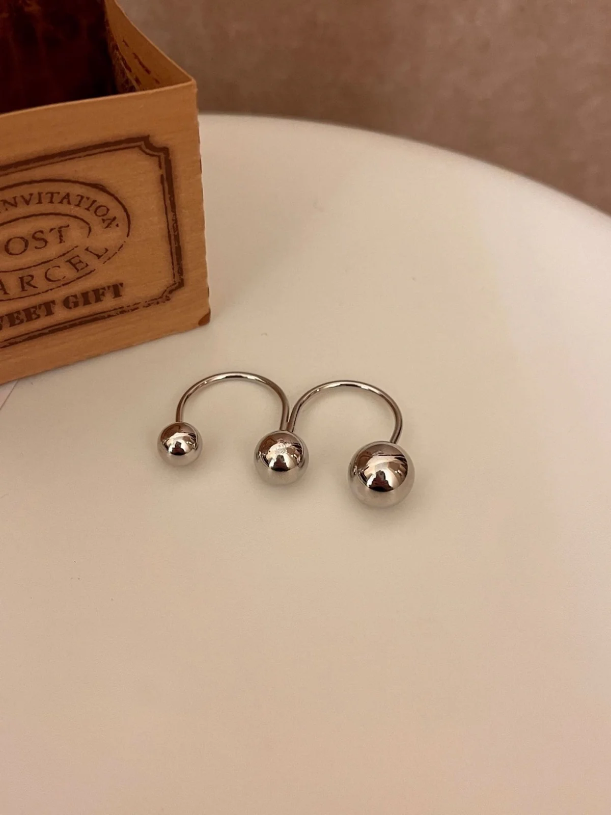 Chunky Silver Double-ball Ring - Image 4