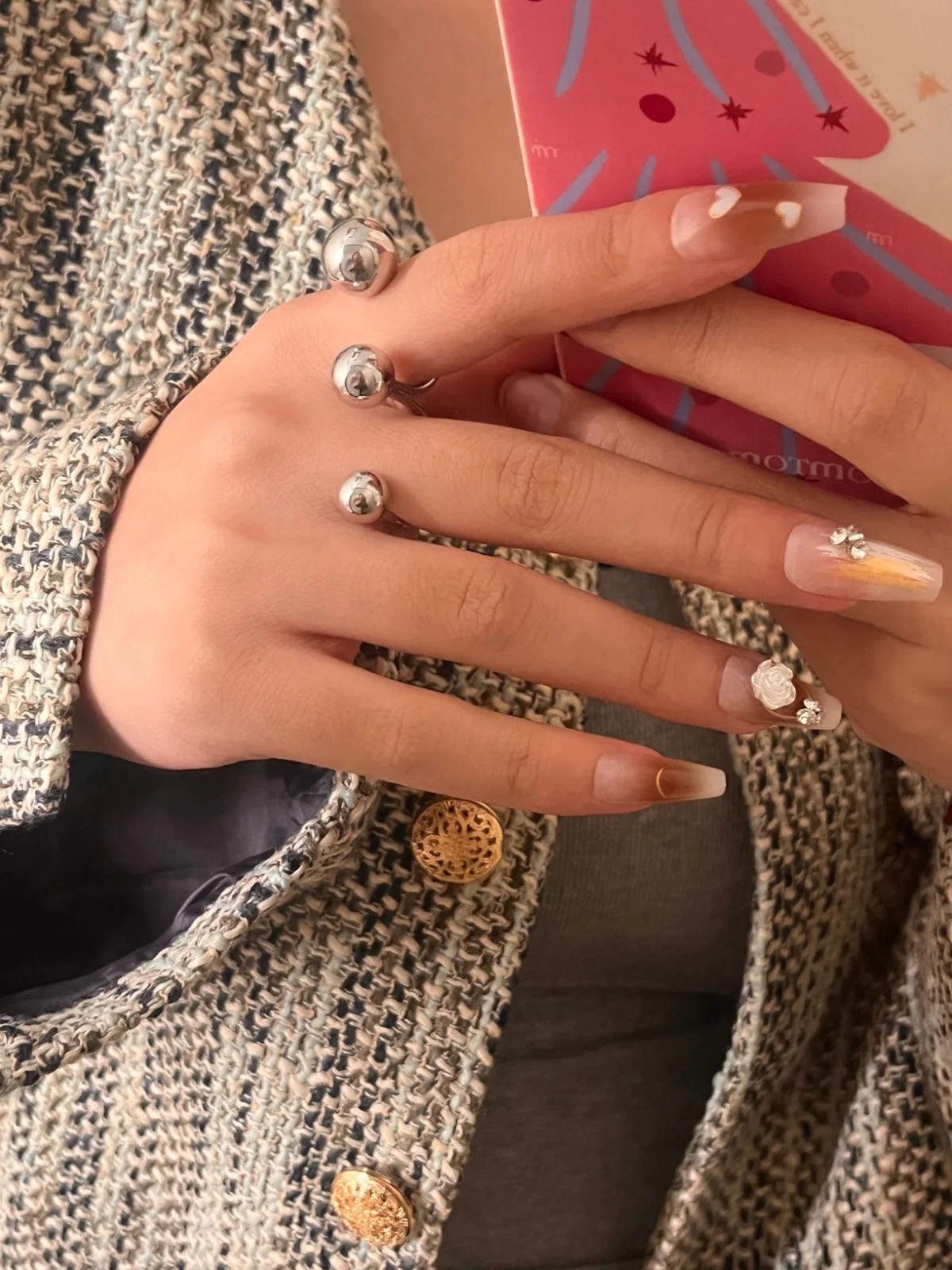 Chunky Silver Double-ball Ring - Image 5