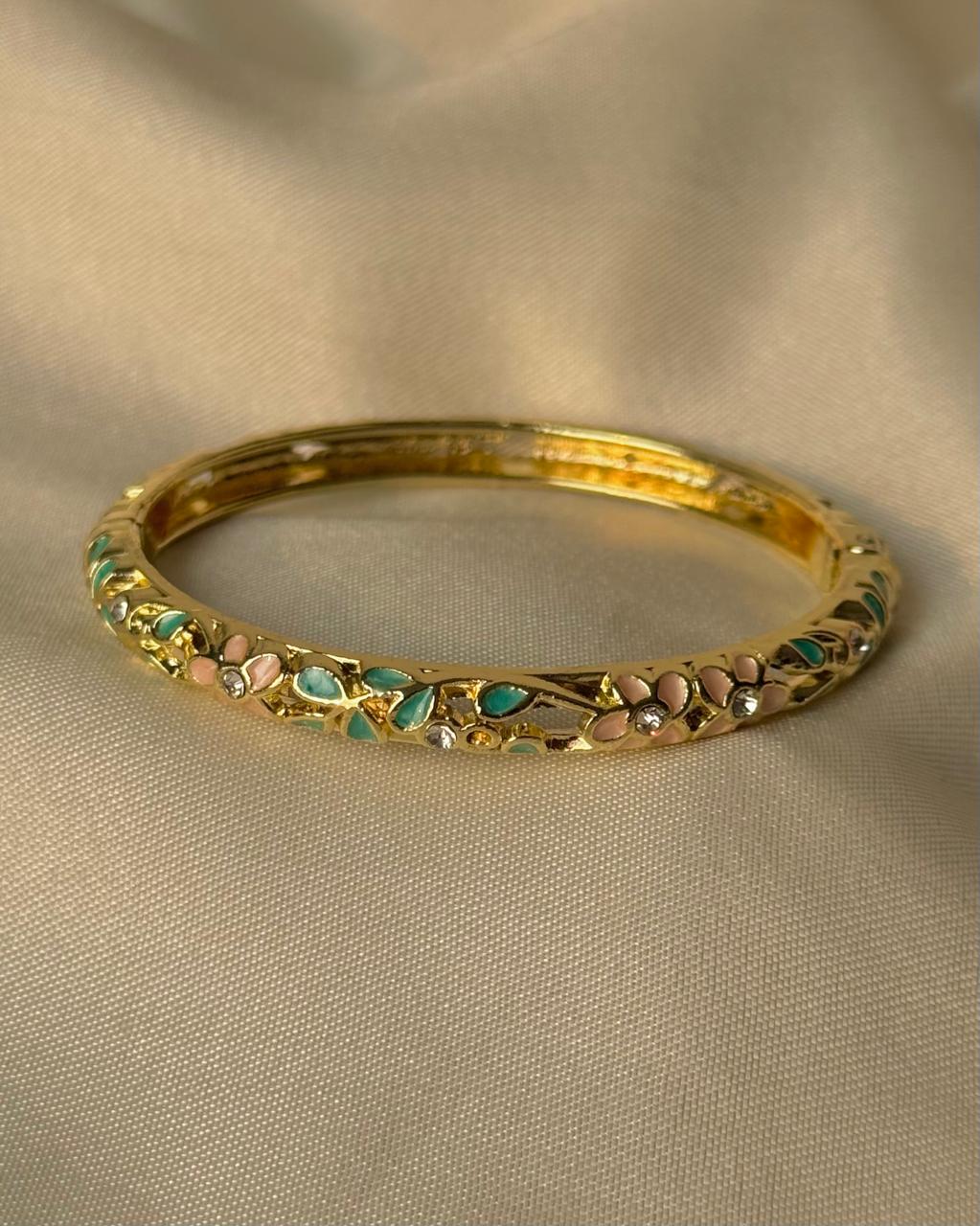 Classic-Coded Floral Enamel Bangle