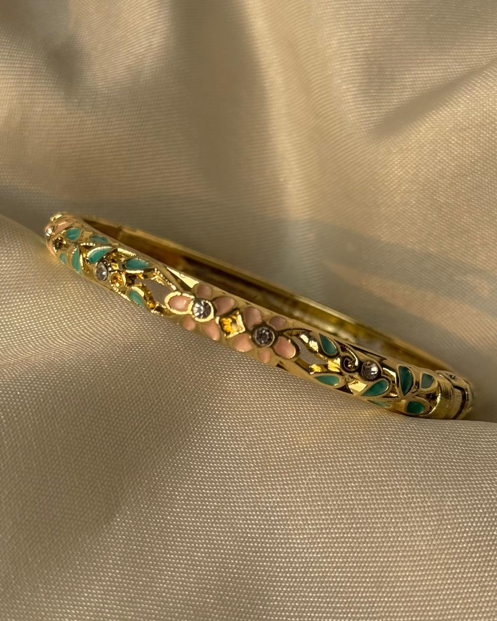Classic-Coded Floral Enamel Bangle - Image 2