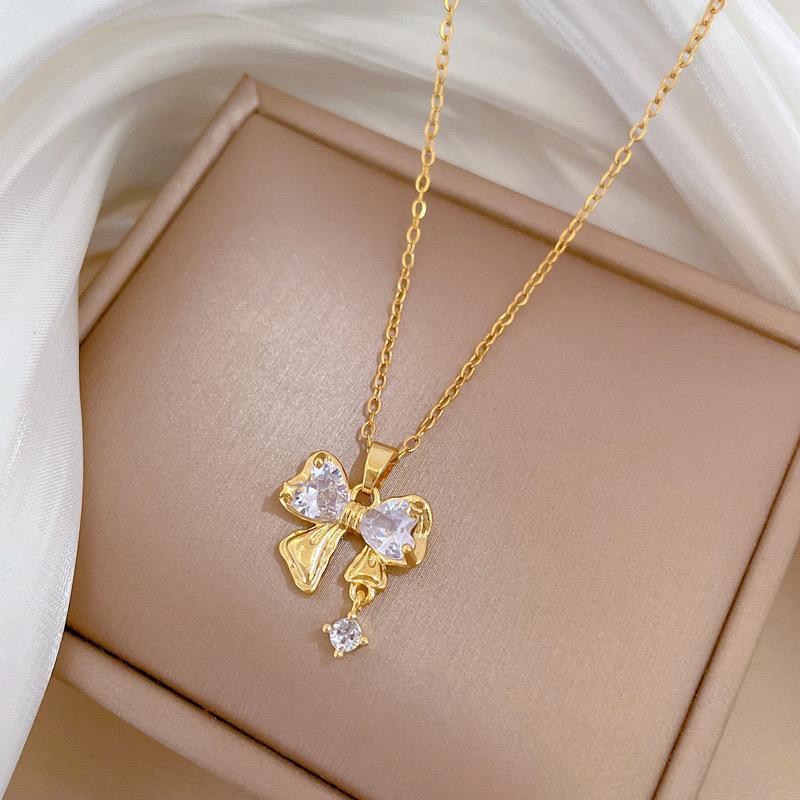 Coquette Bow Necklace- golden - Image 2