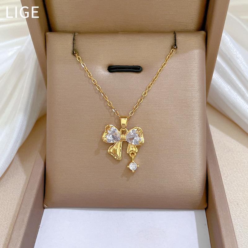 Coquette Bow Necklace- golden - Image 3