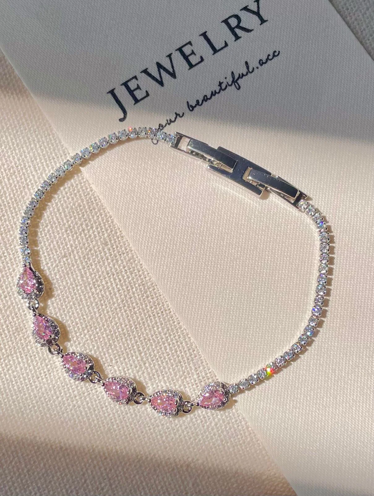 Coquette Pink Teardrop Tennis Chain - Image 2