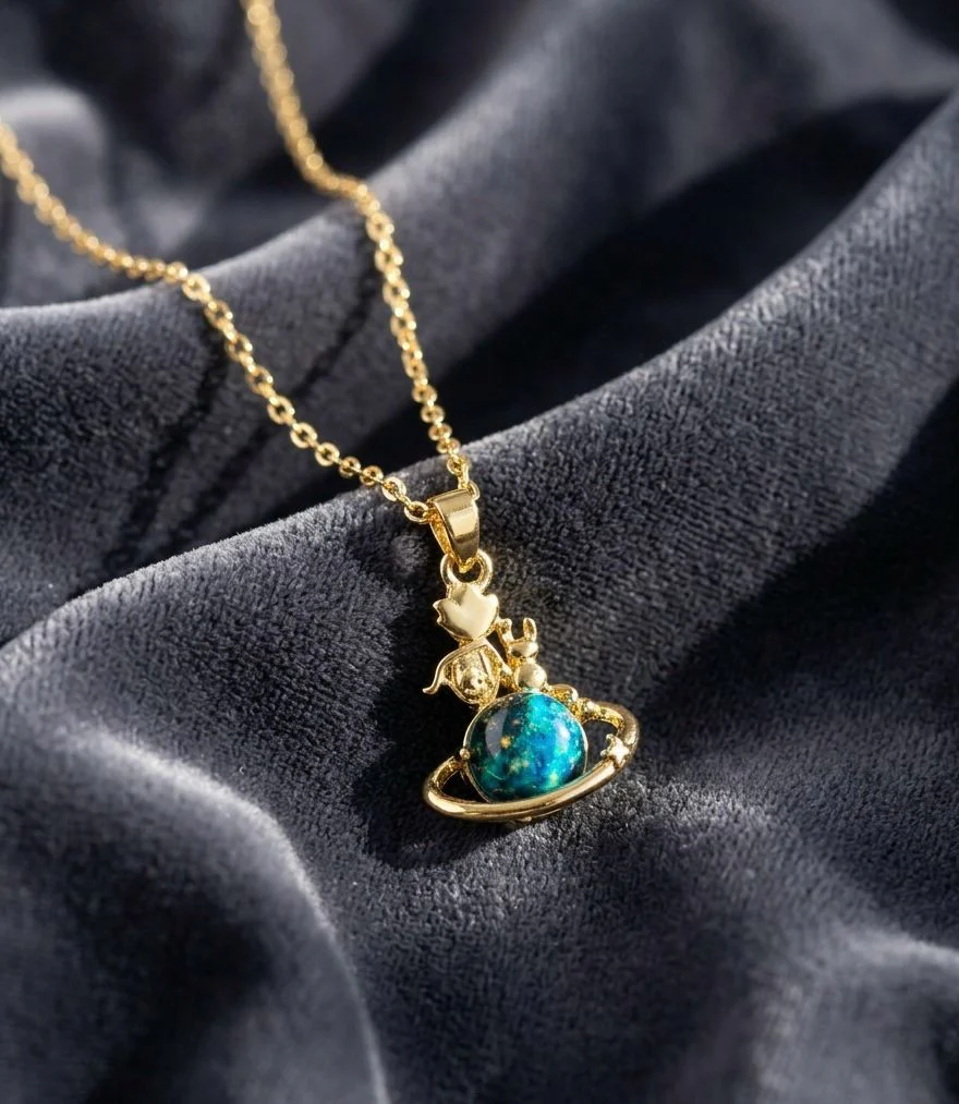 Cosmic Glint Saturn Necklace