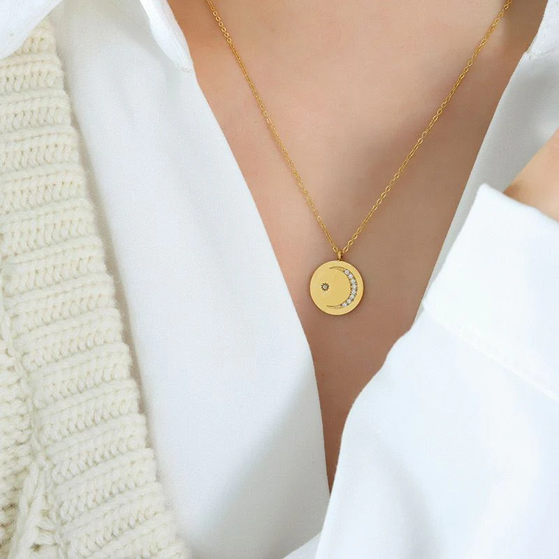 Crescent Spell Gold Necklace - Image 3