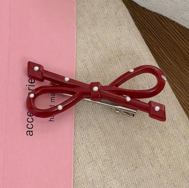 Crimson Coded Bow Hair Pins (Pack of 2) - Image 2