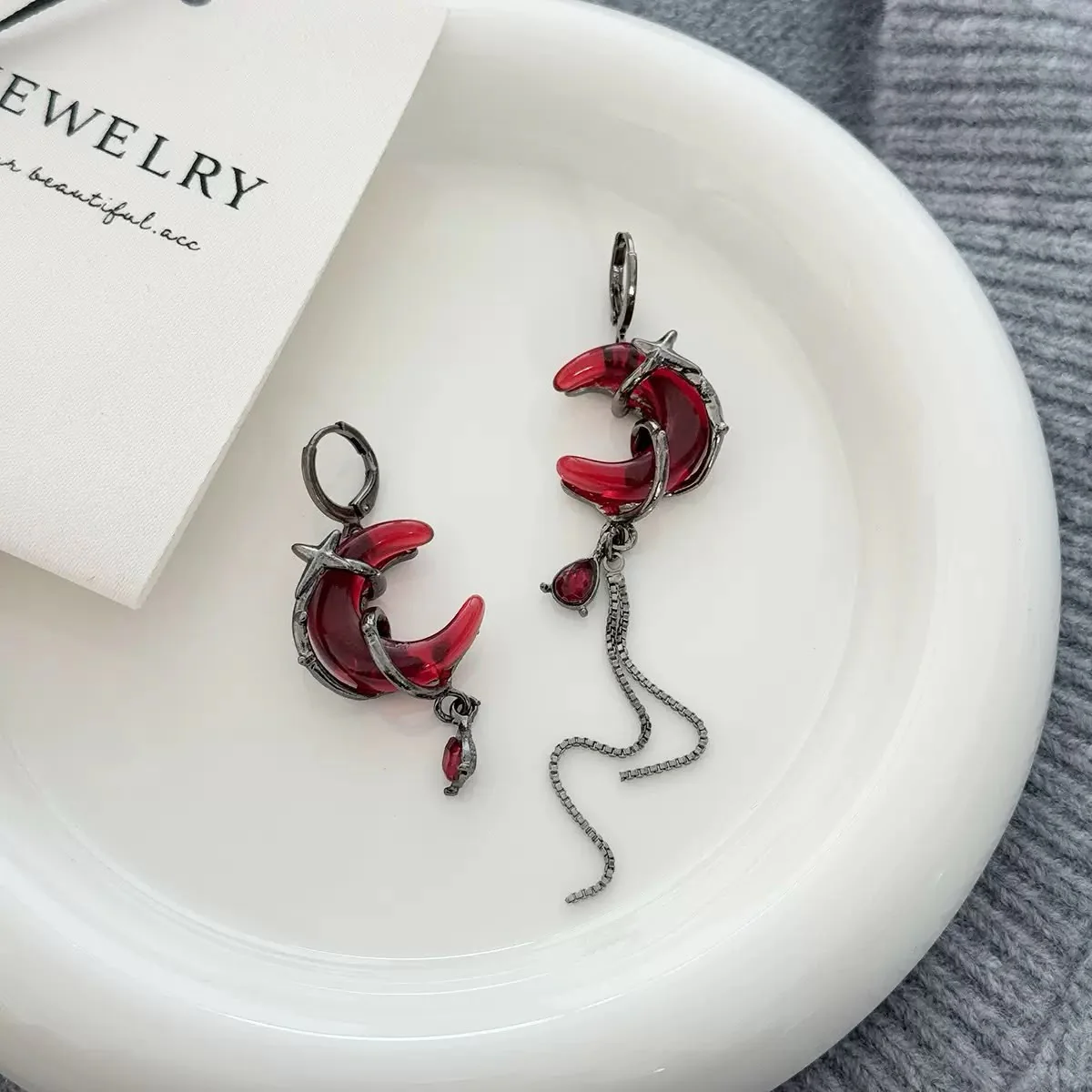 Crimson Eclipse Asymmetric earrings - Image 2