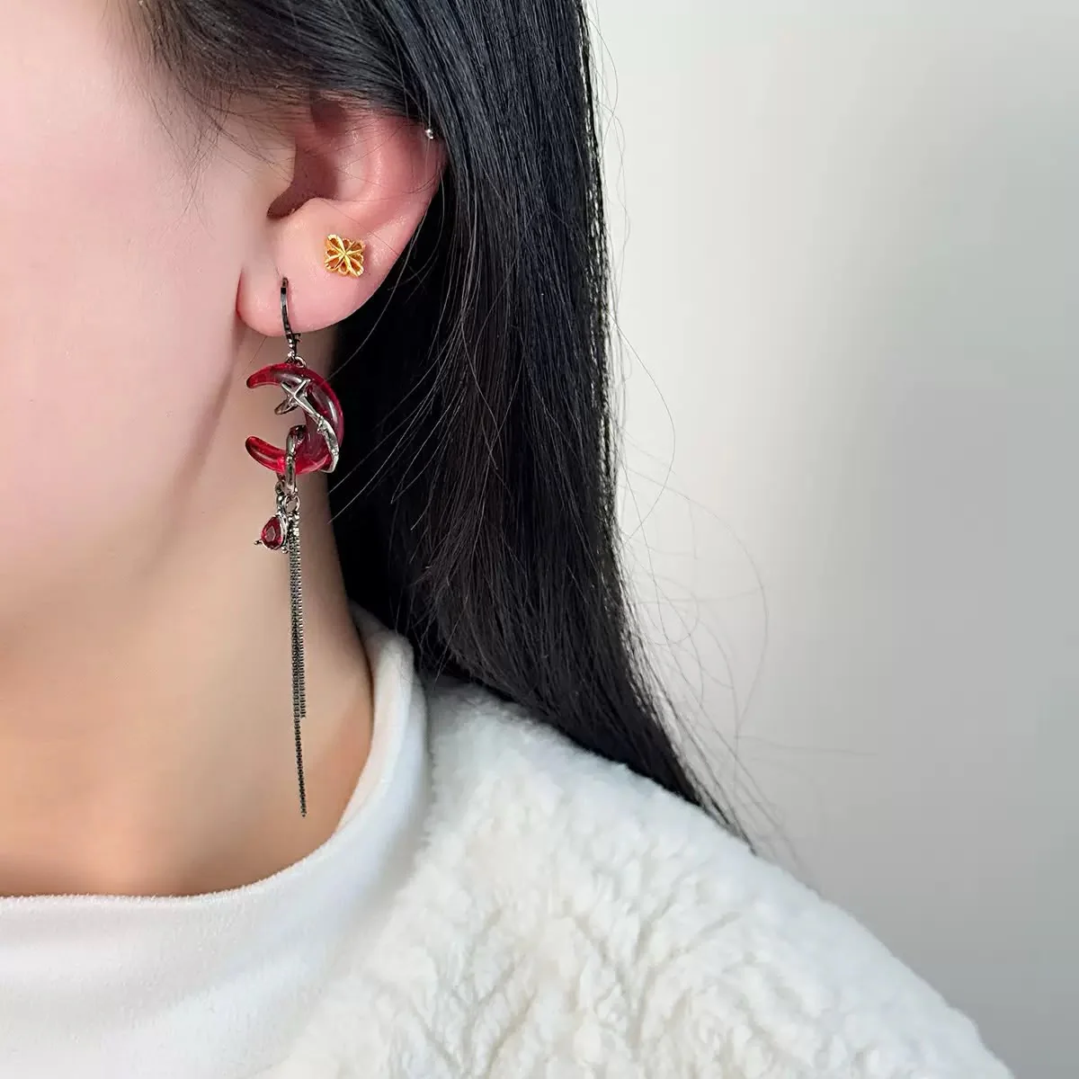 Crimson Eclipse Asymmetric earrings - Image 3